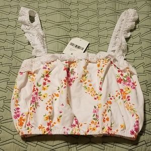 FOREVER 21 White Floral Crop Top  XS S Small